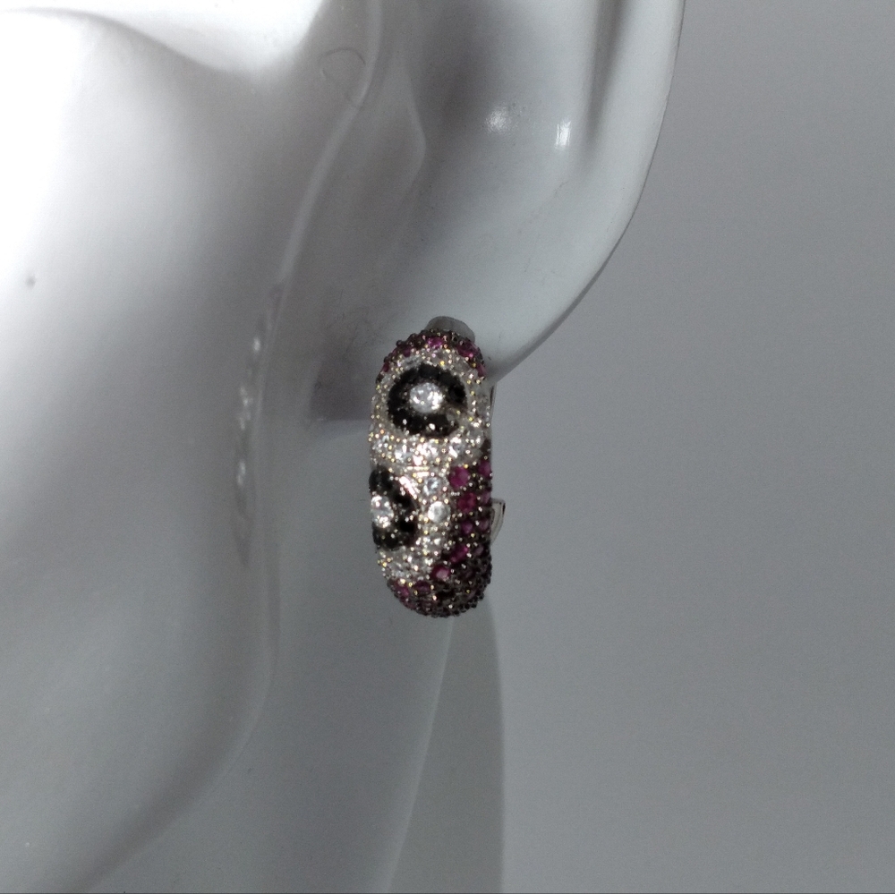 Pave pink, blue, white CZ Earrings modelled after the Le Vian® Collection*